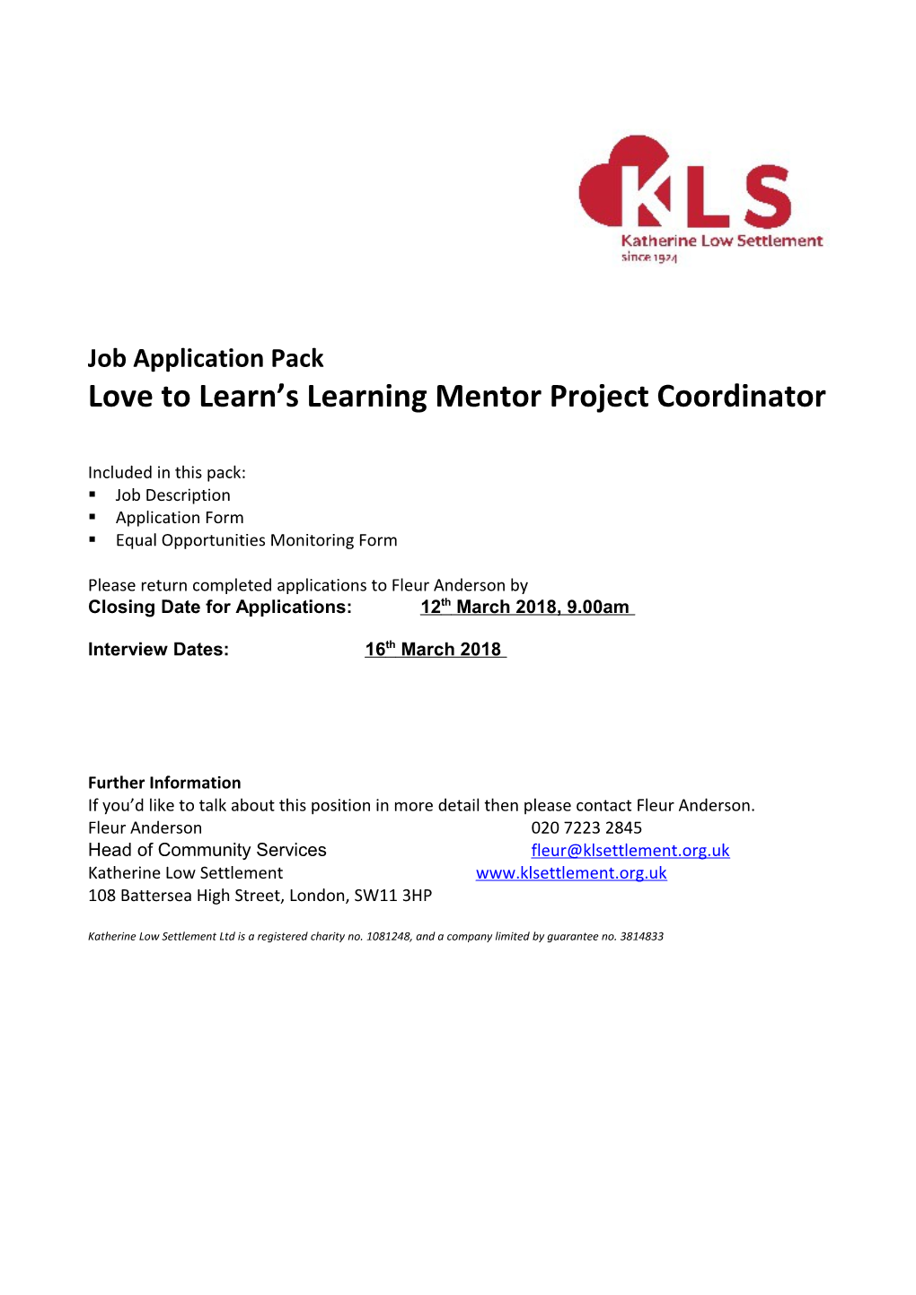 Love to Learn S Learning Mentor Project Coordinator