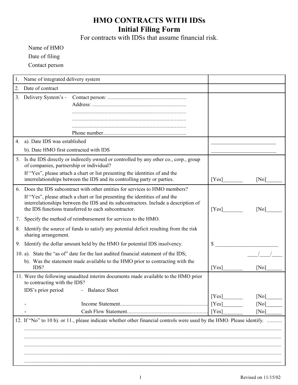 HMO CONTRACTS with Idss