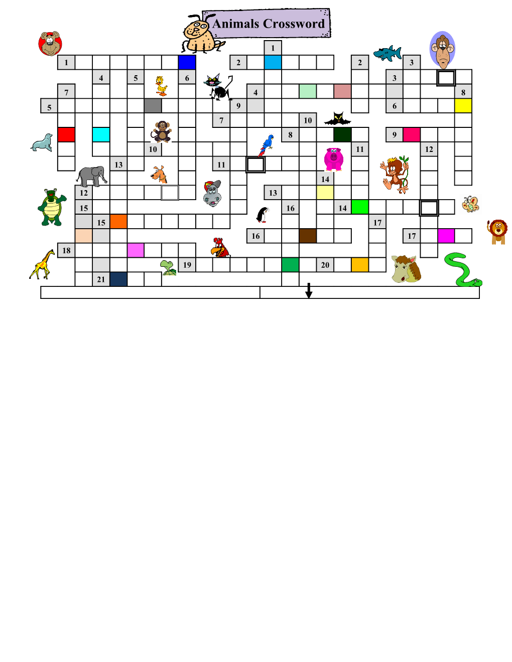 Animals Crossword - Answers