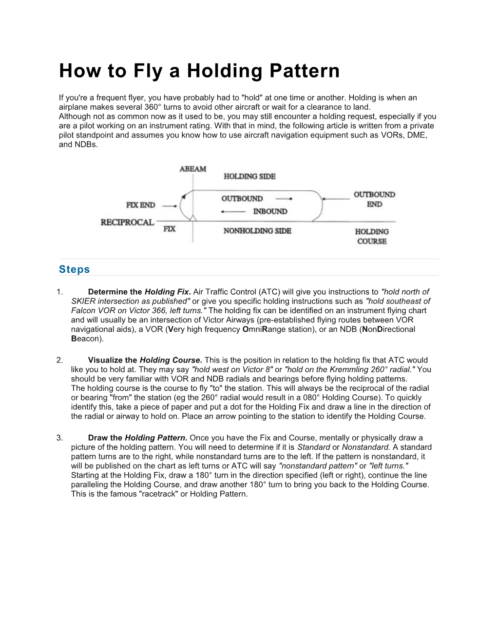 How to Fly a Holding Pattern