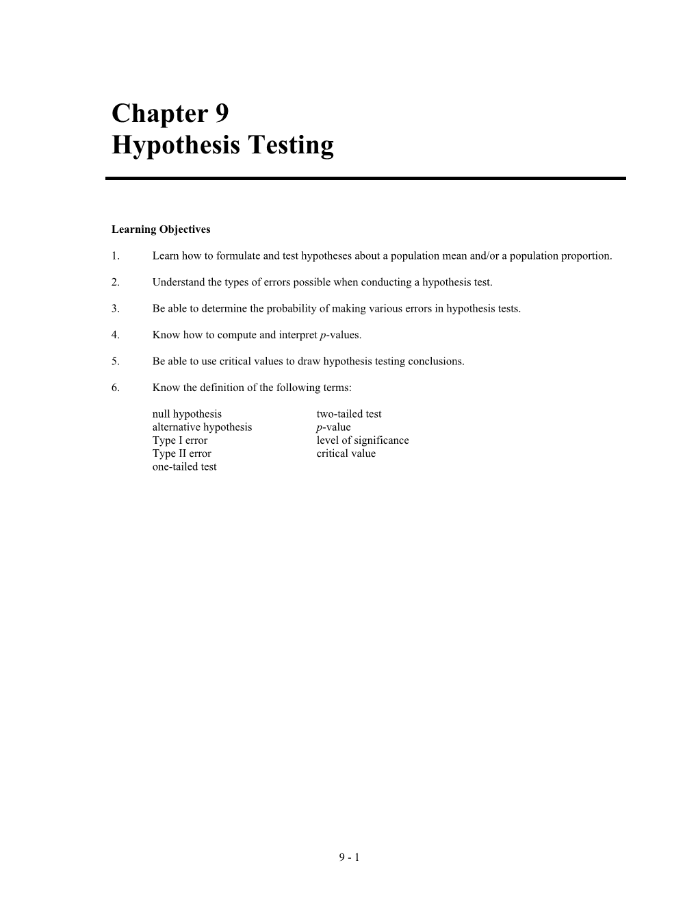 Hypothesis Testing s1