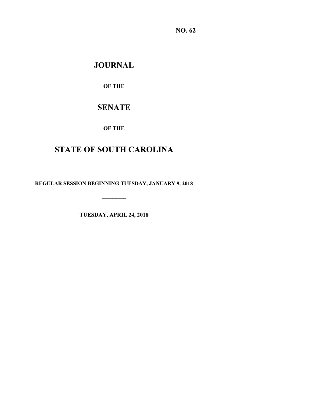 Senate Journal for 4/24/2018 - South Carolina Legislature Online