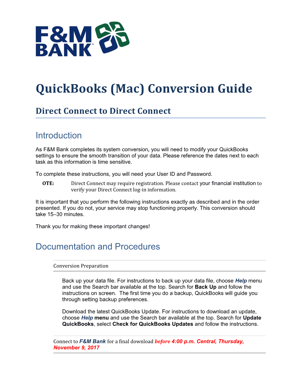 Quickbooks (Mac) Conversion Guide
