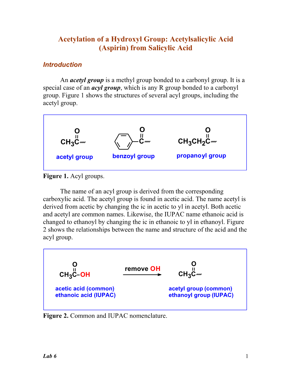 Acetylation of a Hydroxyl Group: Acetylsalicylic Acid (Aspirin) from Salicylic Acid