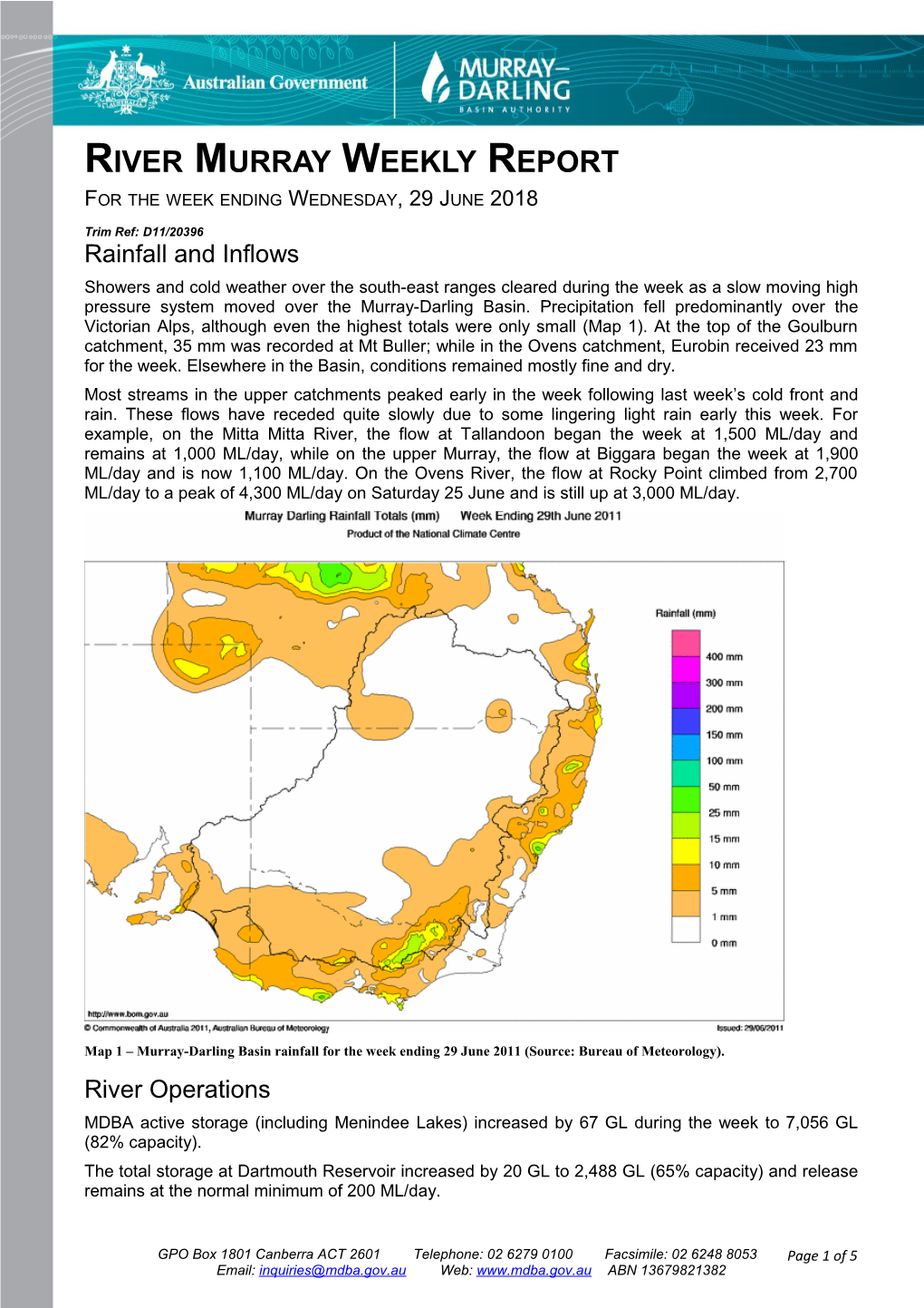 Murray River Operations Report for the Week Ending 4 12 1997 s3