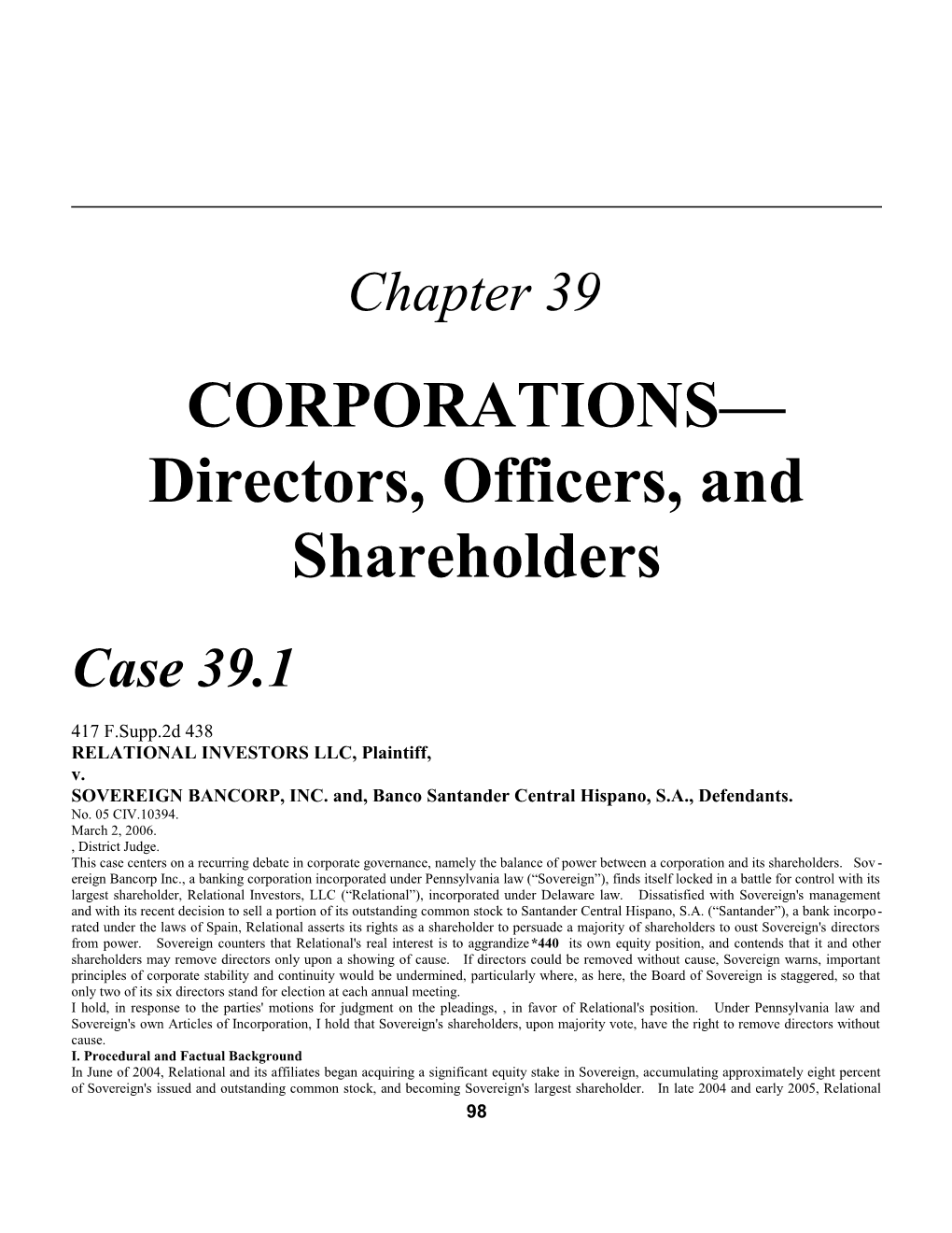 Directors, Officers, and Shareholders