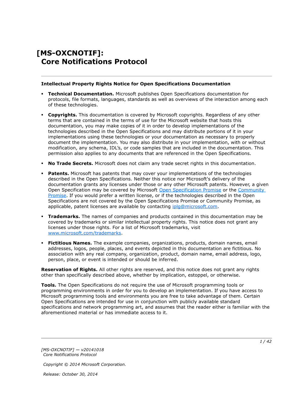 Intellectual Property Rights Notice for Open Specifications Documentation s115