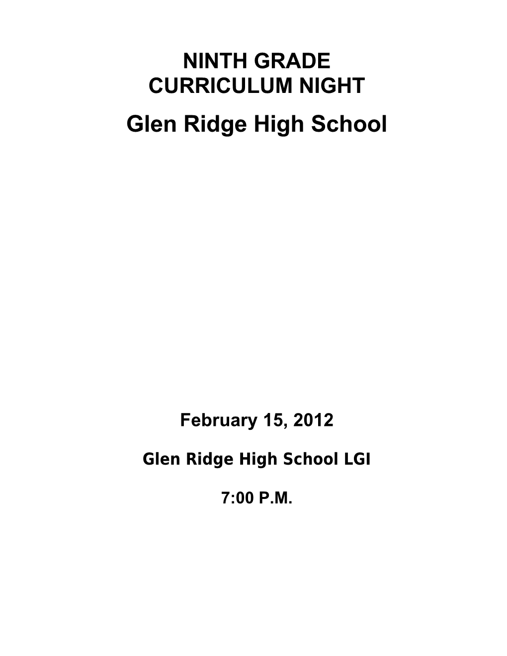 Glen Ridge High School s1