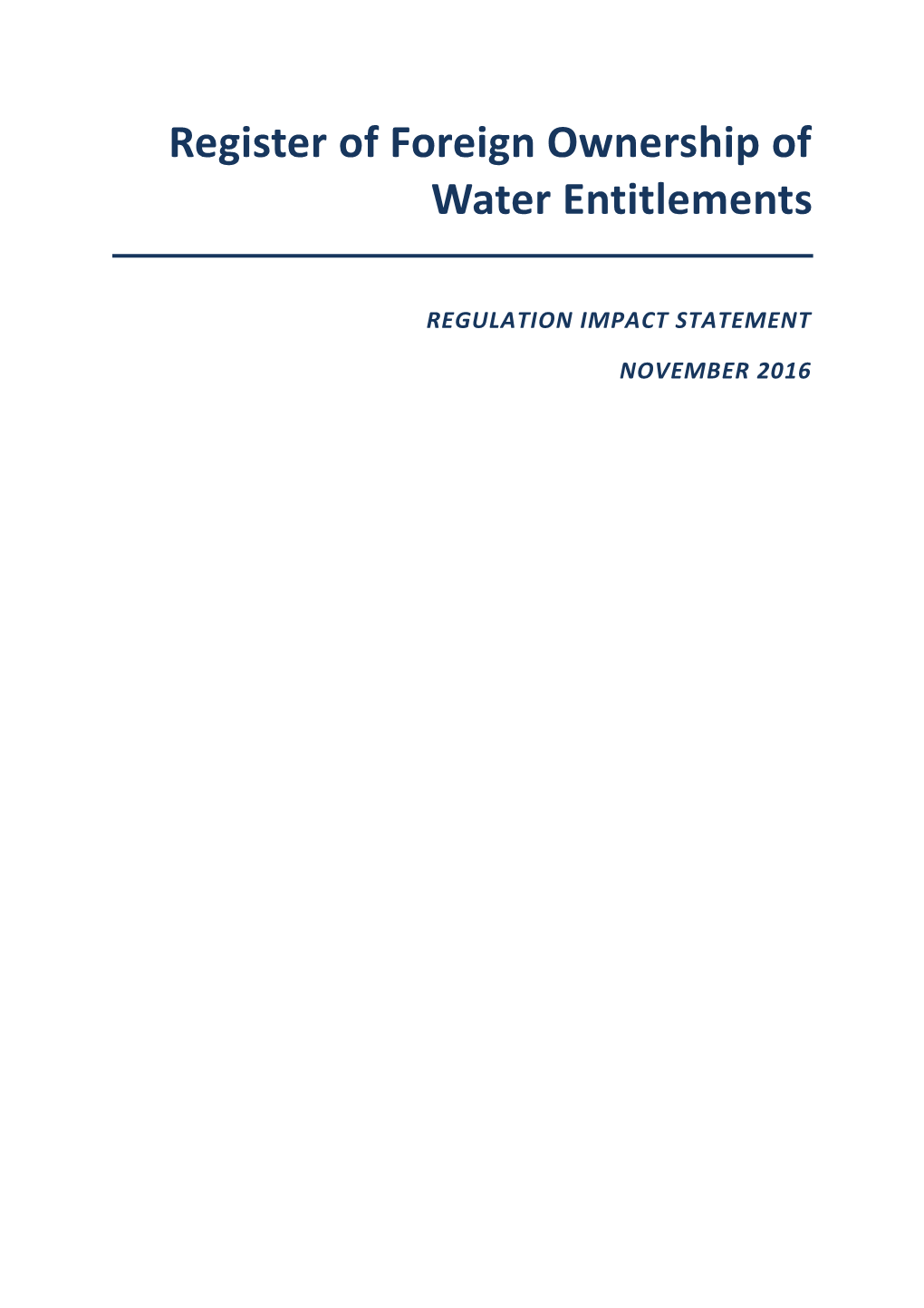 Register of Foreign Ownership of Water Entitlements