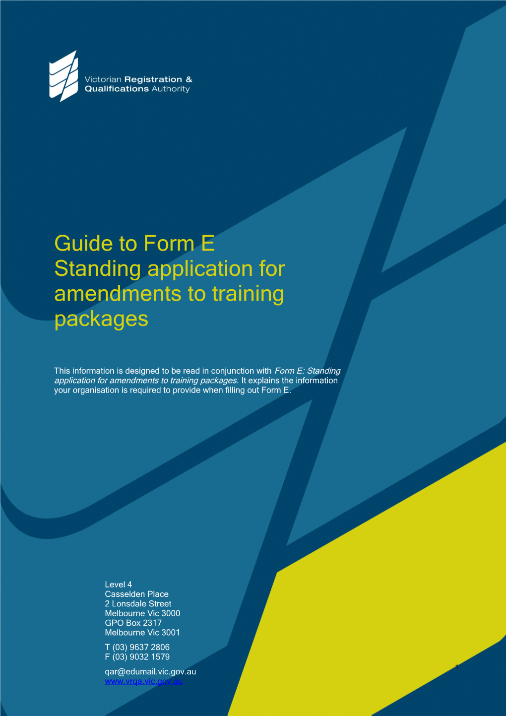 Guide to the Application to Change Scope Or Registratation