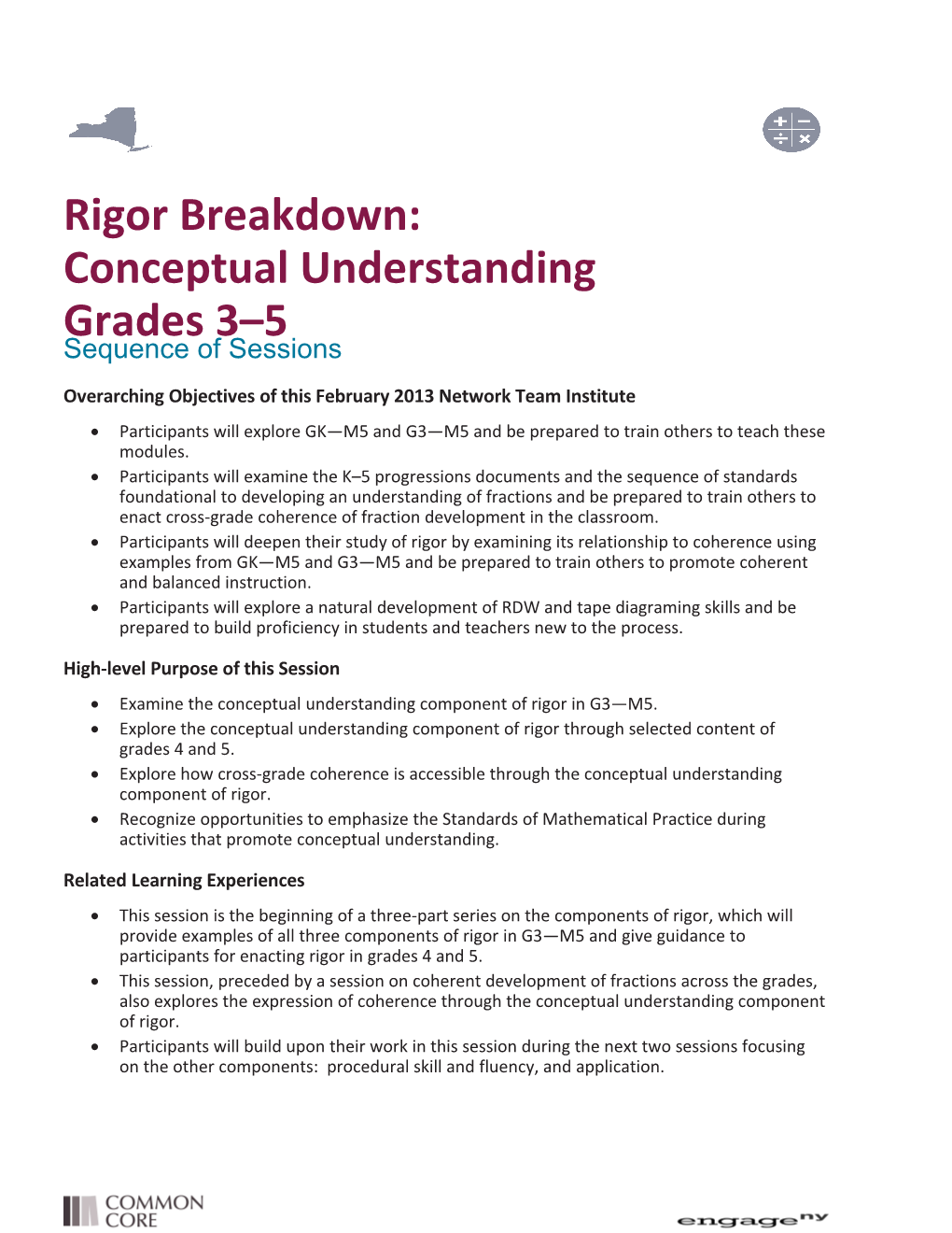Rigor Breakdown: Conceptual Understanding Grades 3 5