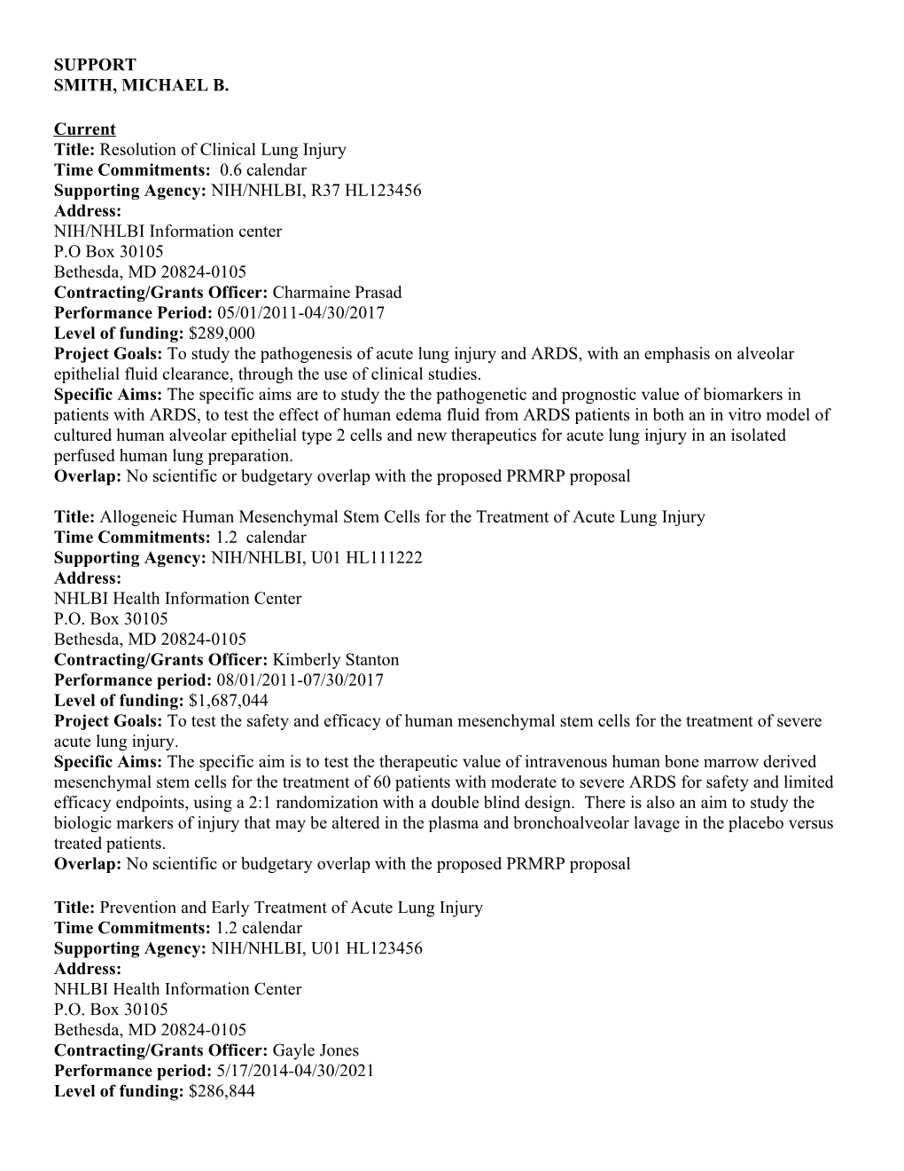 Title: Resolution of Clinical Lung Injury