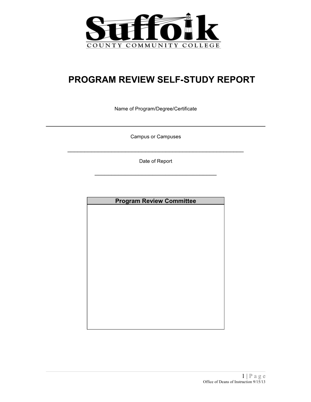 Program Review Self-Study Report