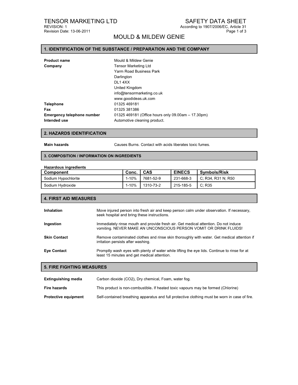 Safety Data Sheet s1