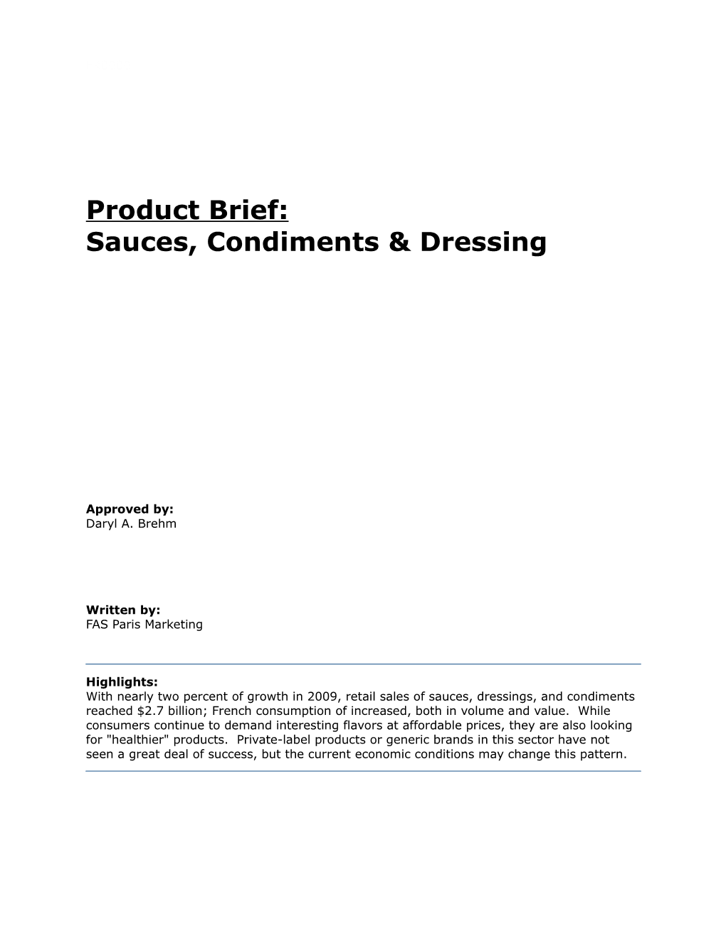 Sauces, Condiments & Dressing