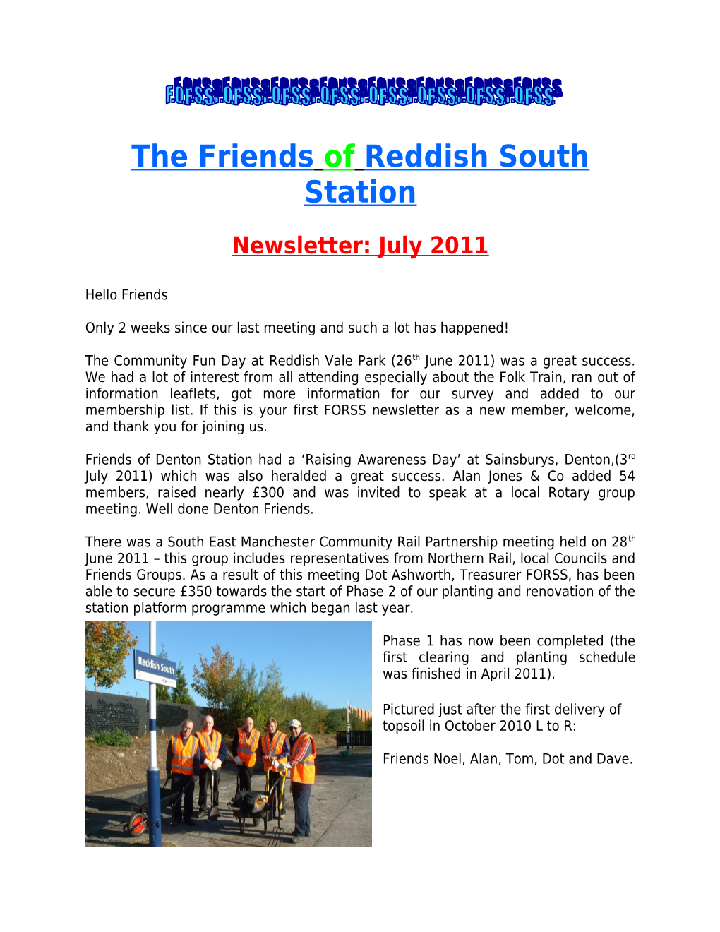 The Friends of Reddish South Station