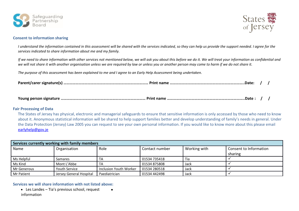 Consent to Information Sharing