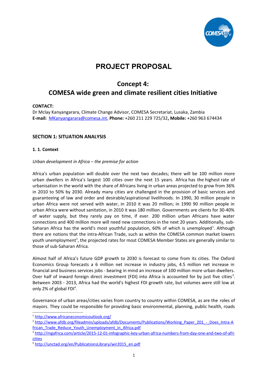 COMESA Wide Green and Climate Resilient Cities Initiative
