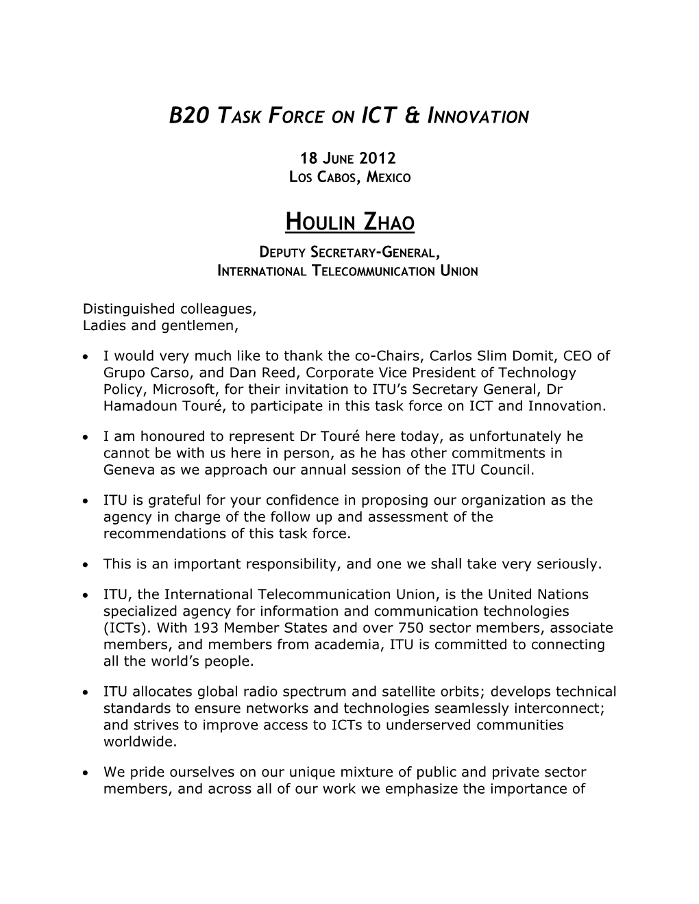 B20 Task Force on ICT & Innovation