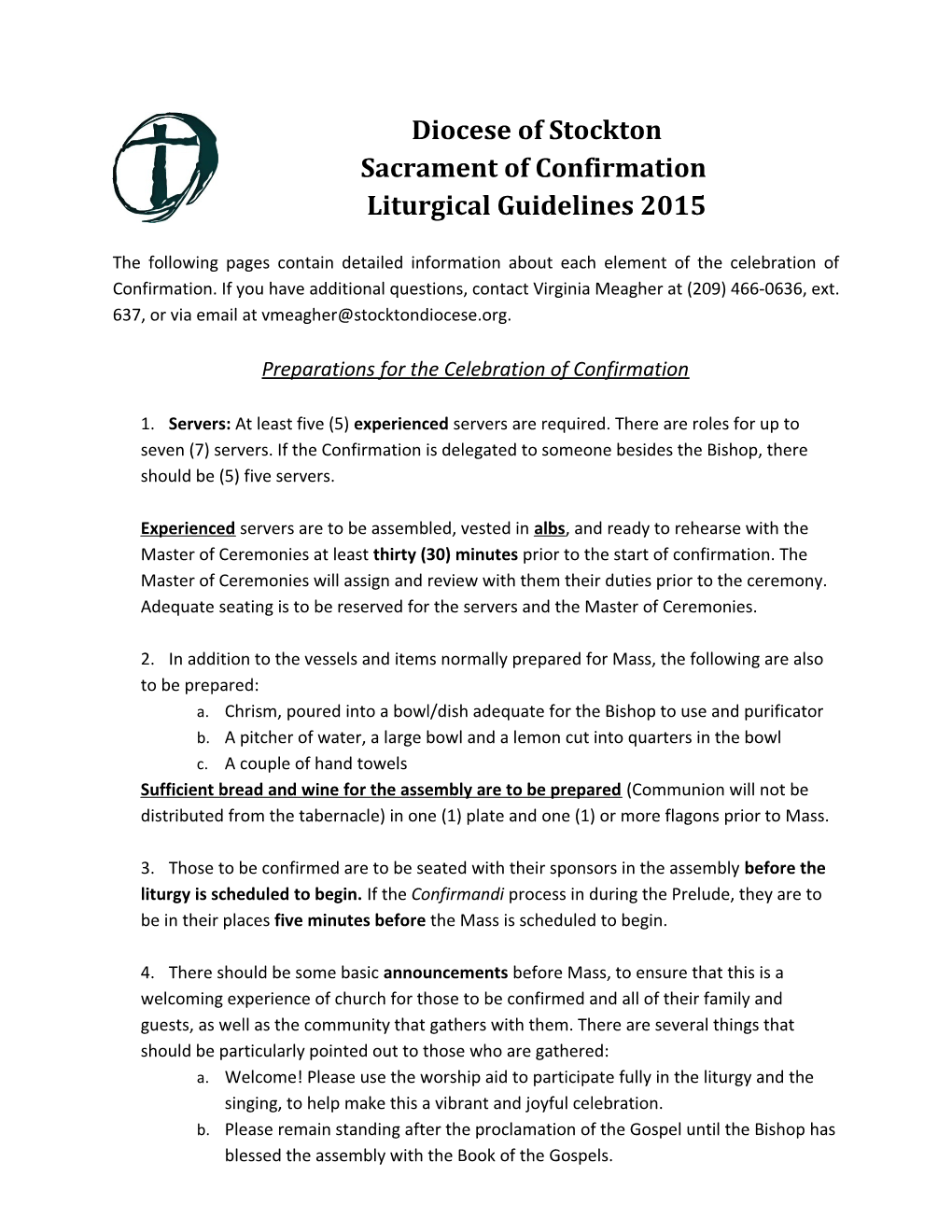 Sacrament of Confirmation Liturgical Guidelines 2015