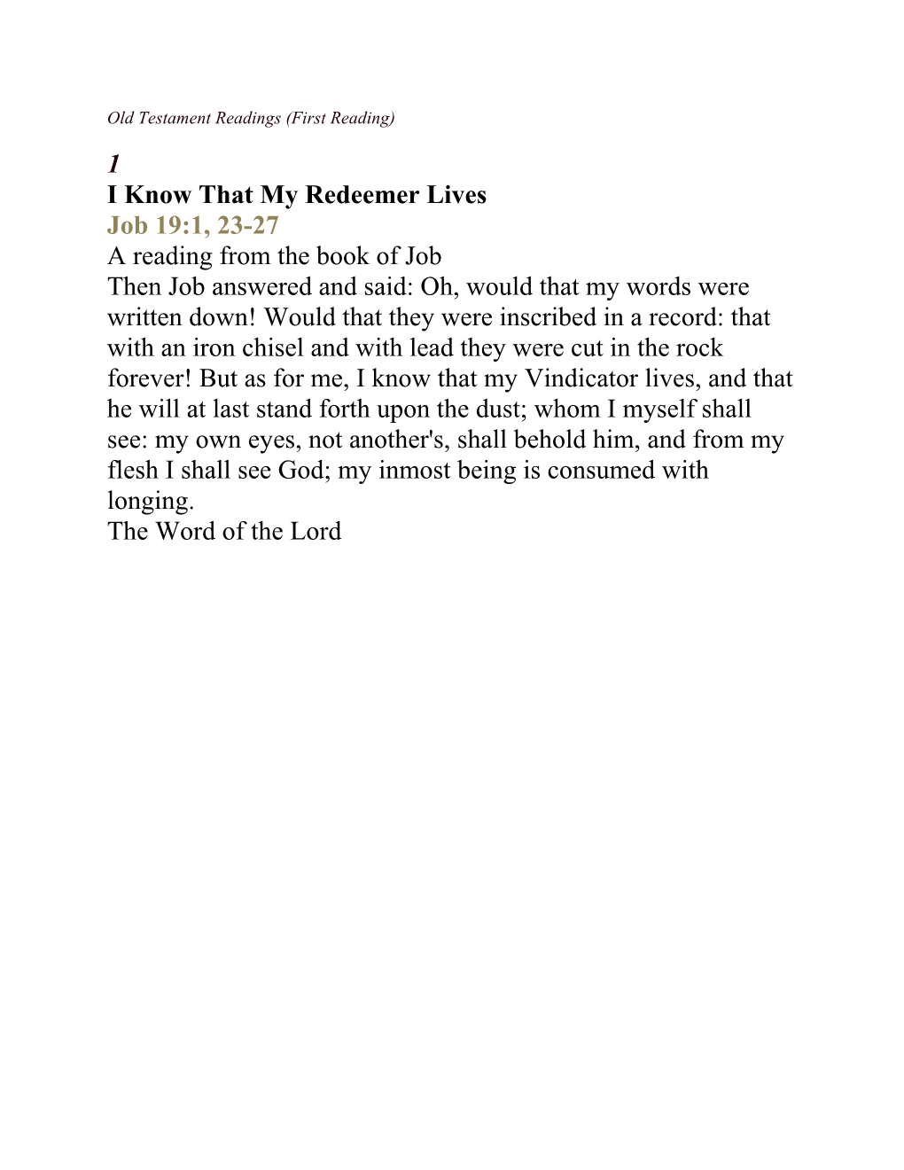 Old Testament Readings (First Reading)