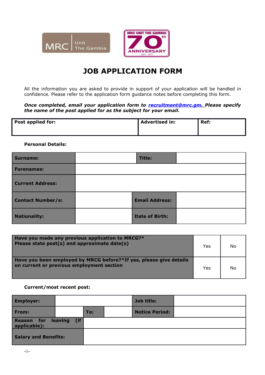 Job Application Form s2