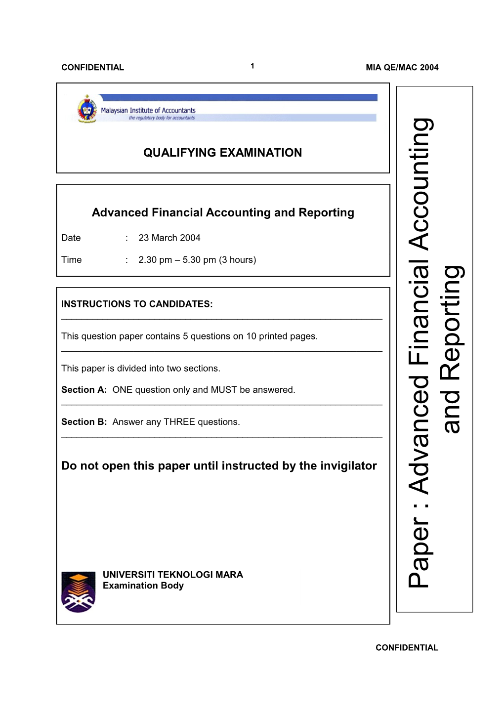 Advanced Financial Accounting and Reporting