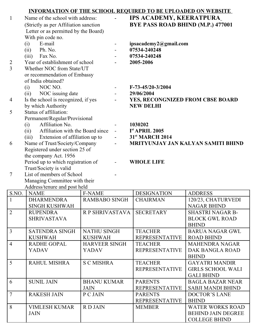 Information of the School Required to Be Uploaded on Website s2