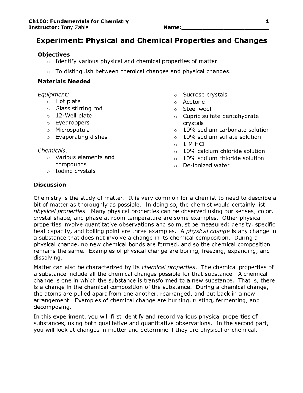 Physical & Chemical Changes