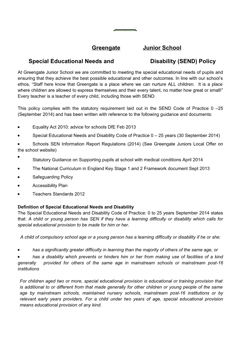 Specialeducationalneedsand Disability(SEND) Policy