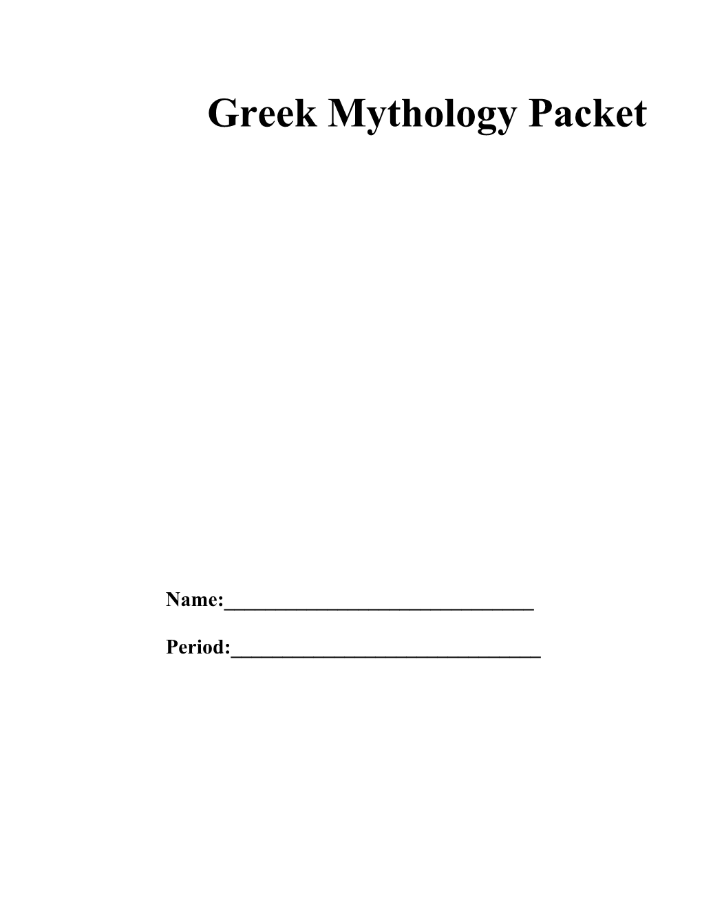 Study Guide For Edith Hamilton’S Mythology