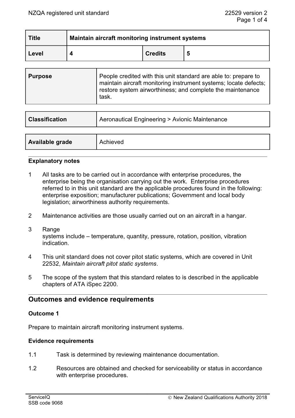 22529 Maintain Aircraft Monitoring Instrument Systems