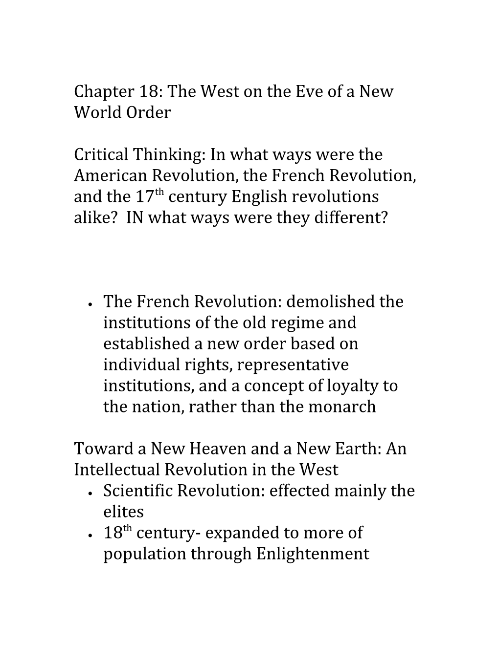 Chapter 18: the West on the Eve of a New World Order