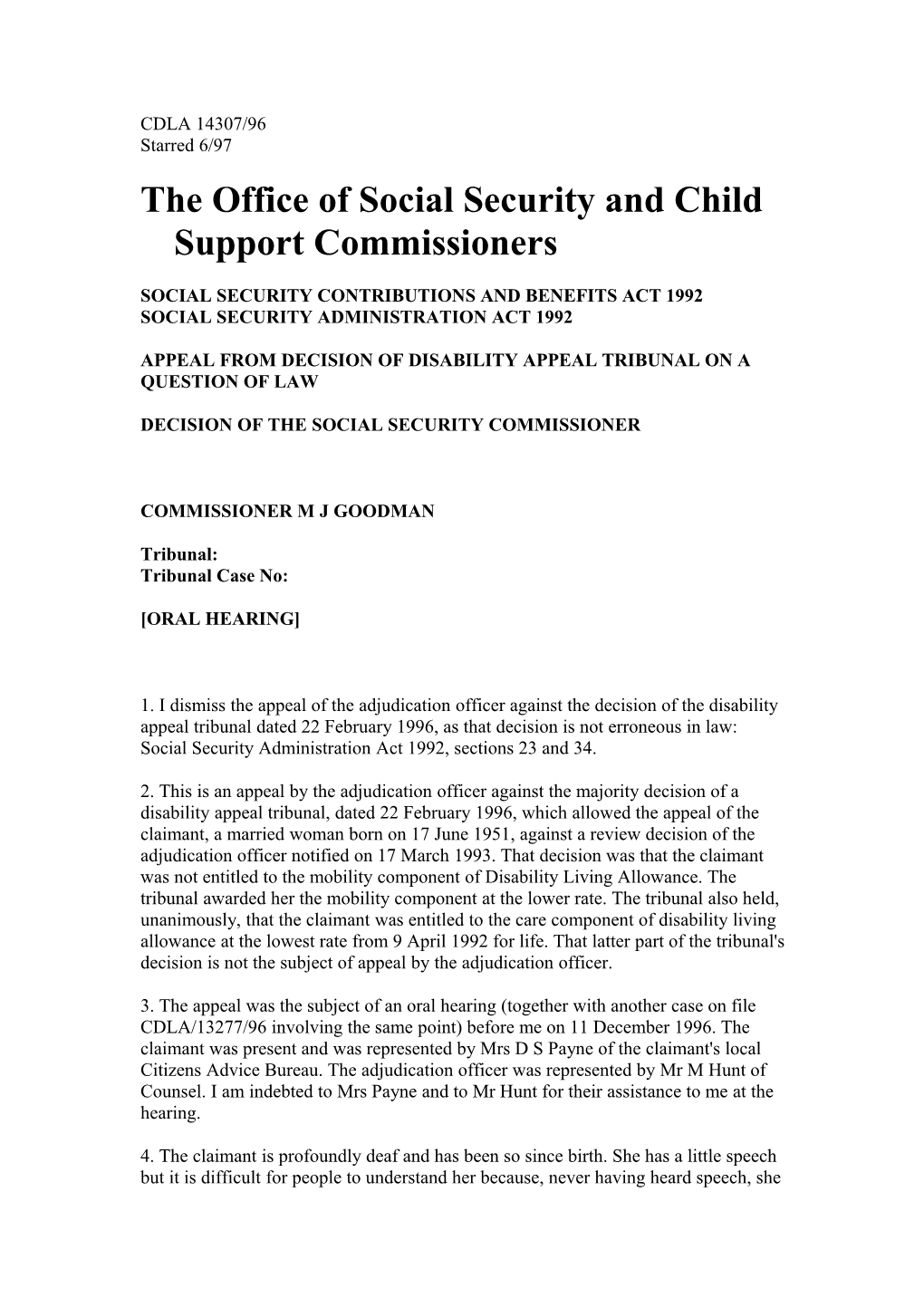 The Office of Social Security and Child Support Commissioners s1