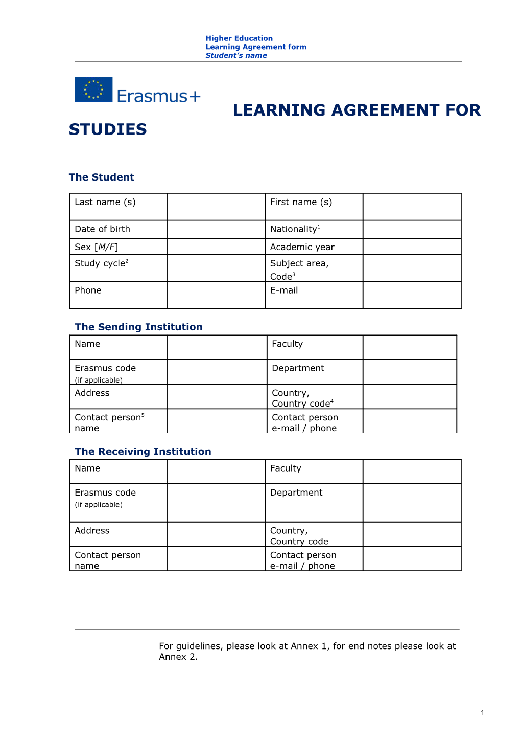 Learning Agreement for Studies s8