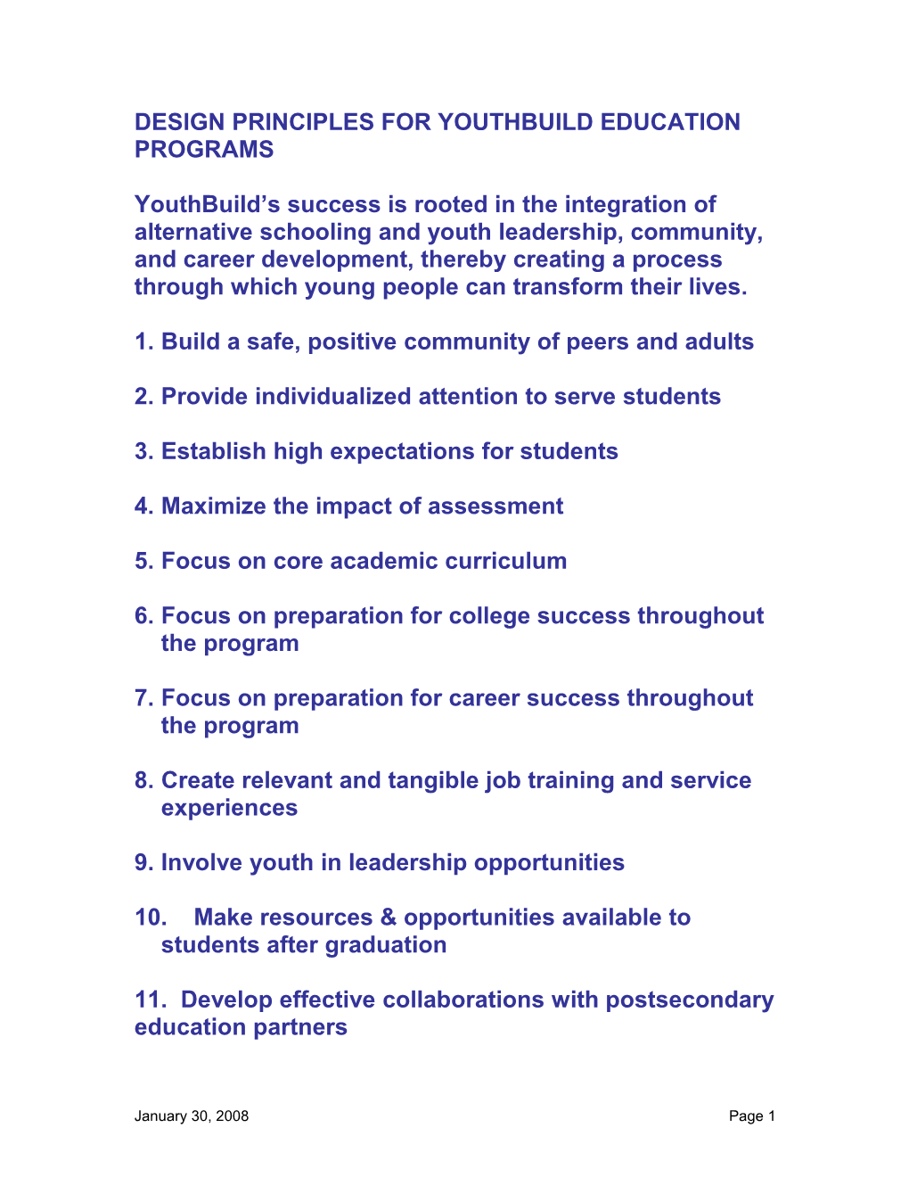 Design Principles For Youthbuild Education Programs