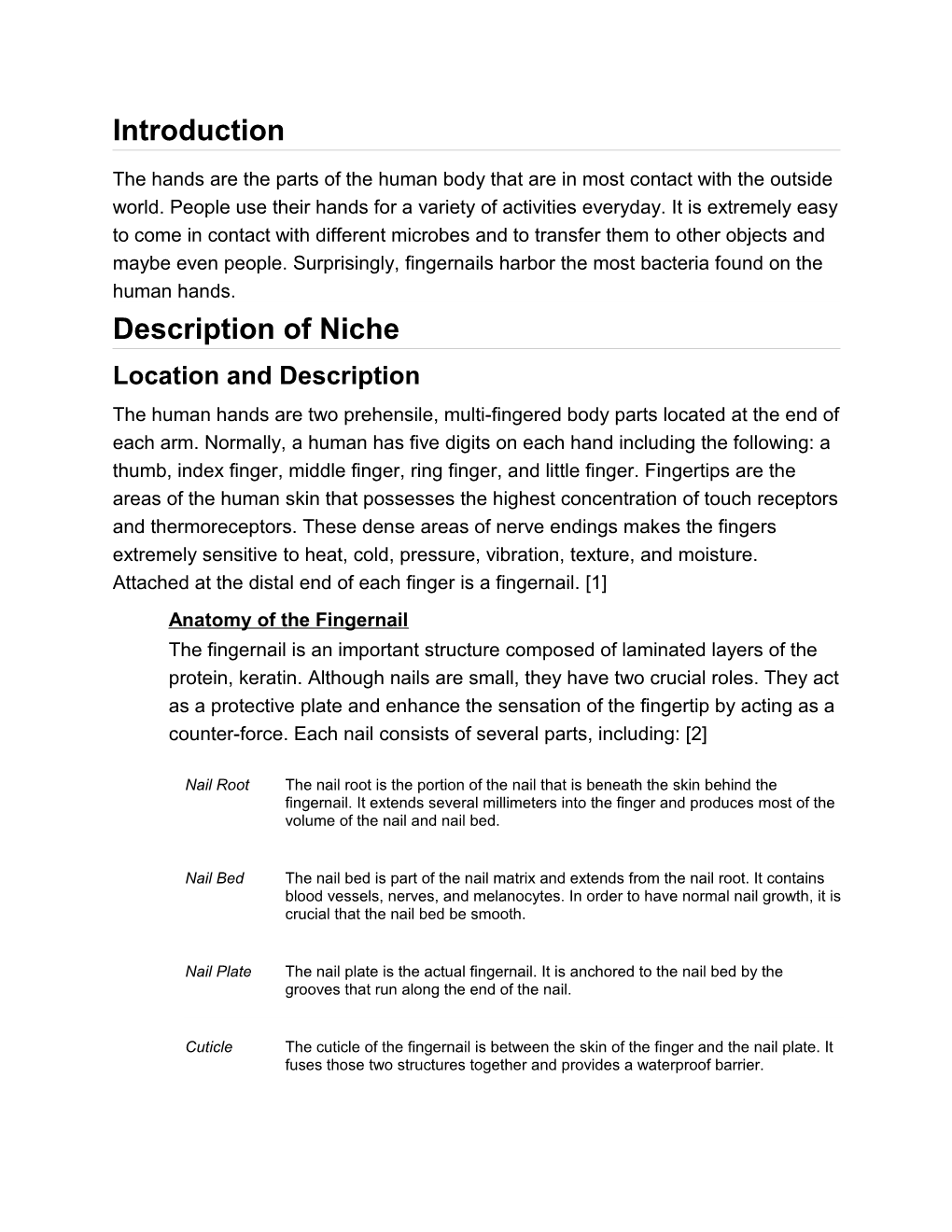 Description of Niche