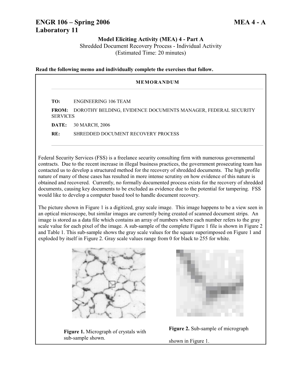 Model Eliciting Activity (MEA) 4 - Part A