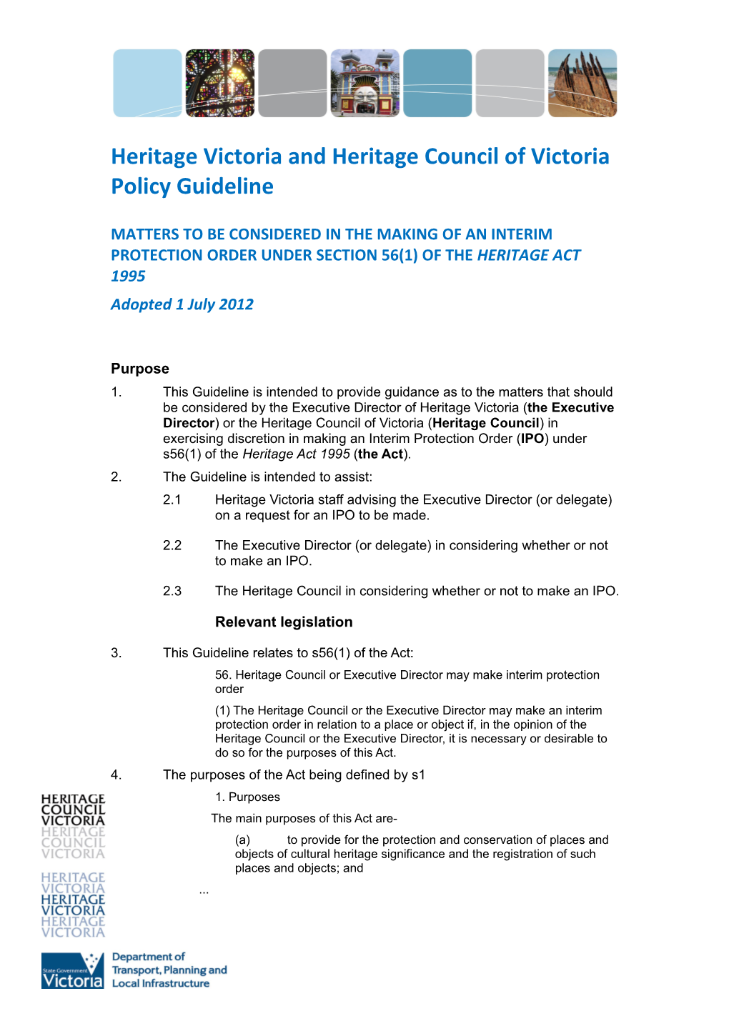 Heritage Victoria Policy Guideline