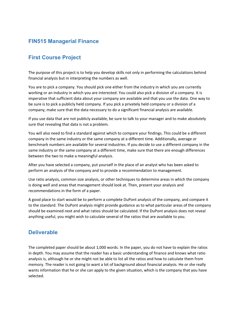 FIN515 Managerial Finance