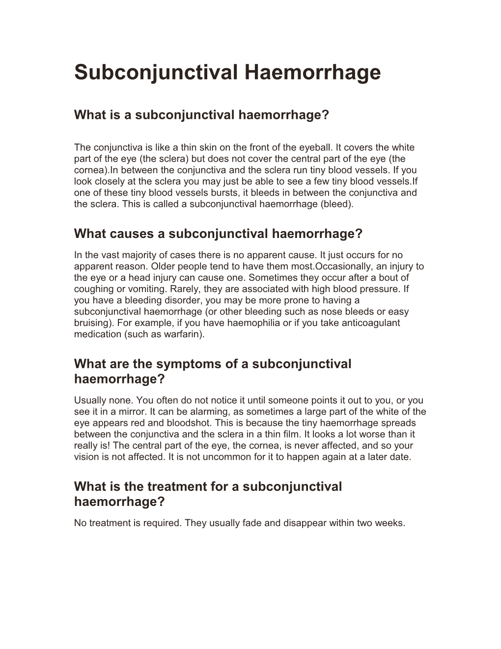 Subconjunctival Haemorrhage