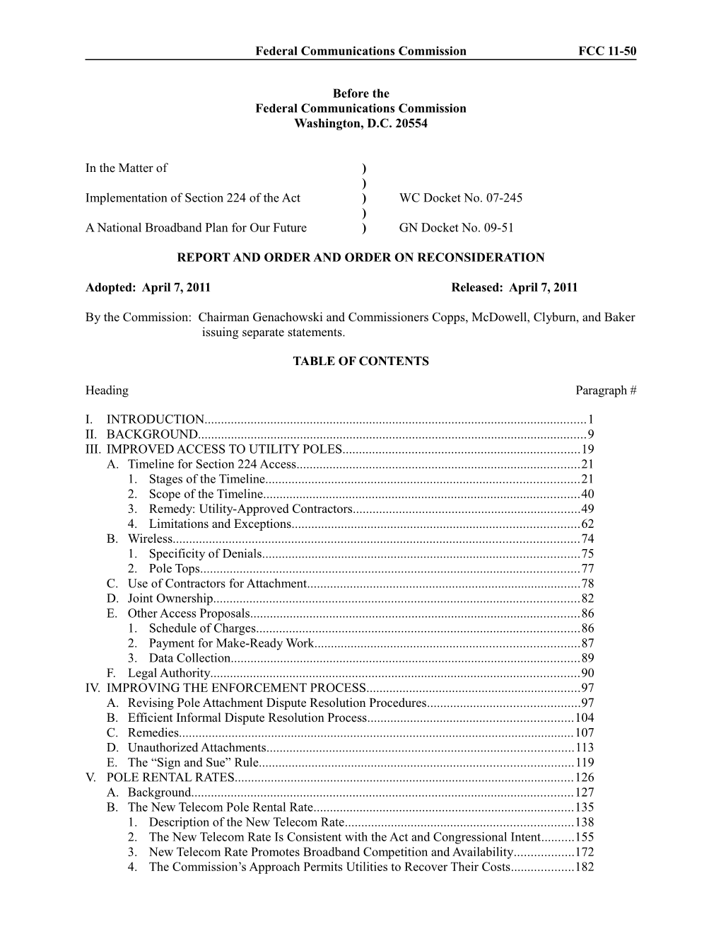 Federal Communications Commission FCC 11-50