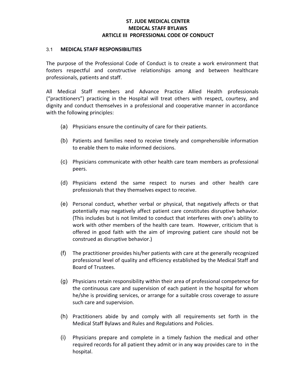 Article Iii Professional Code of Conduct