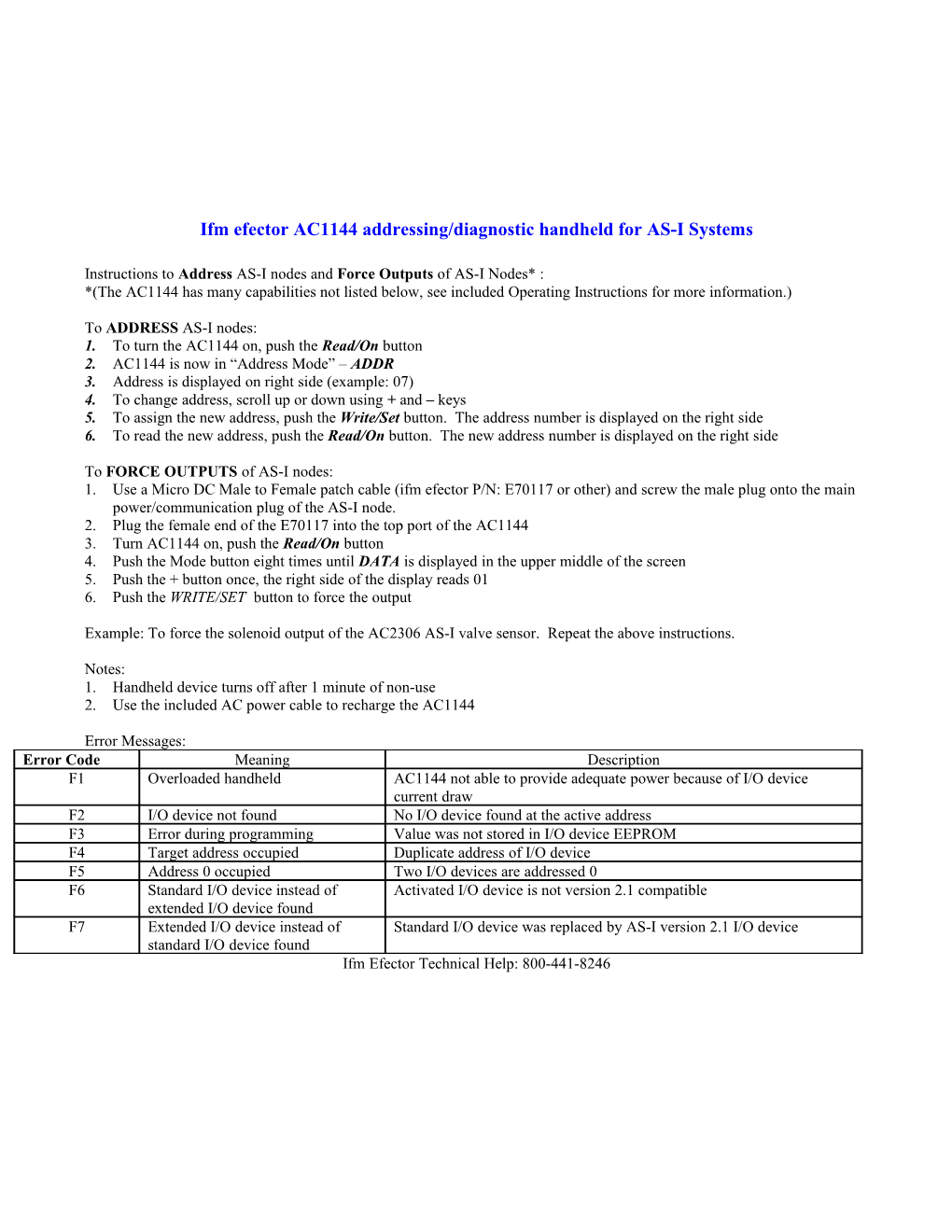 Ifm Efector AC1144 Addressing/Diagnostic Handheld for AS-I Systems