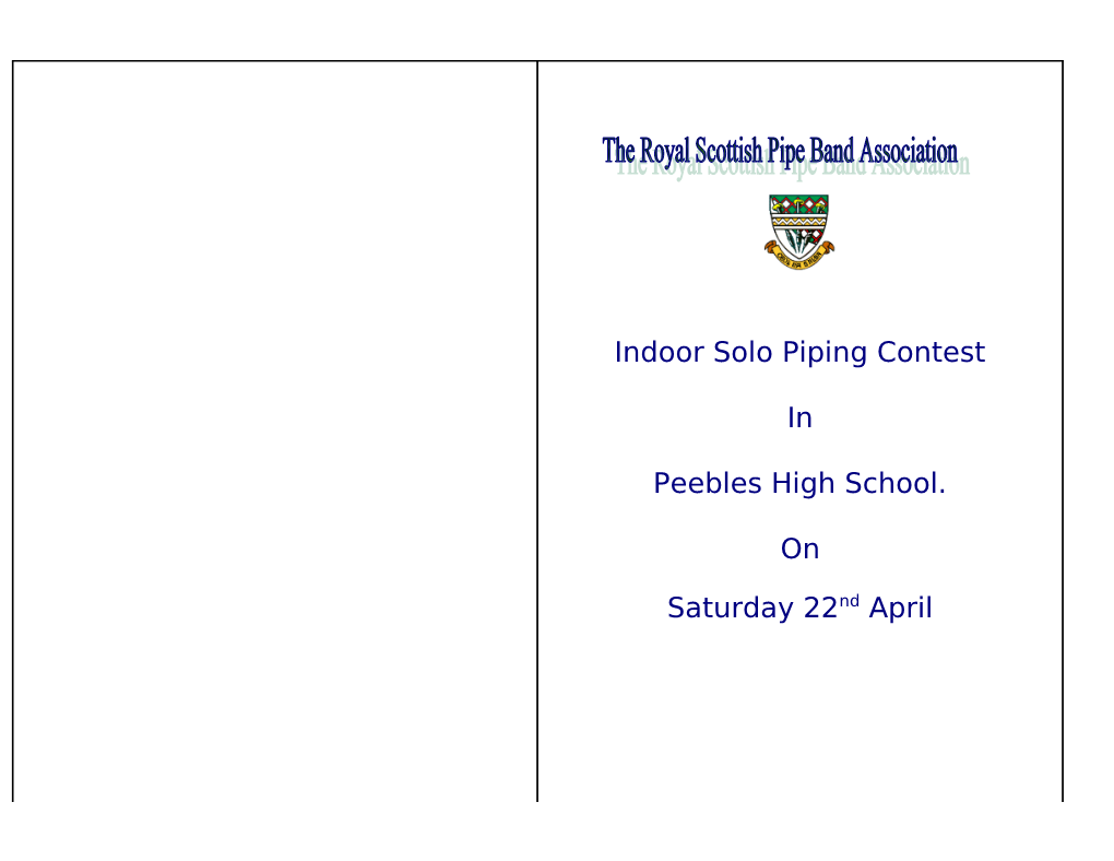 Indoor Solo Piping Contest