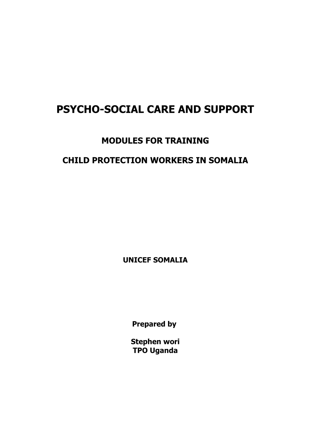 Psycho-Social Care and Support