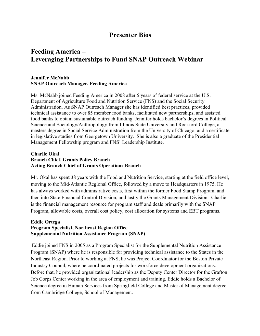 Webinar: Feeding America Leveraging Partnerships to Fund SNAP Outreach