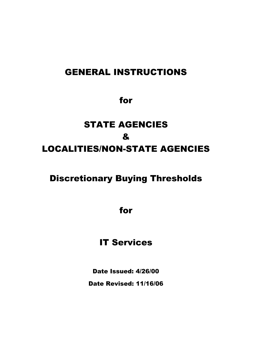 General Instructions Discretionary Purchases