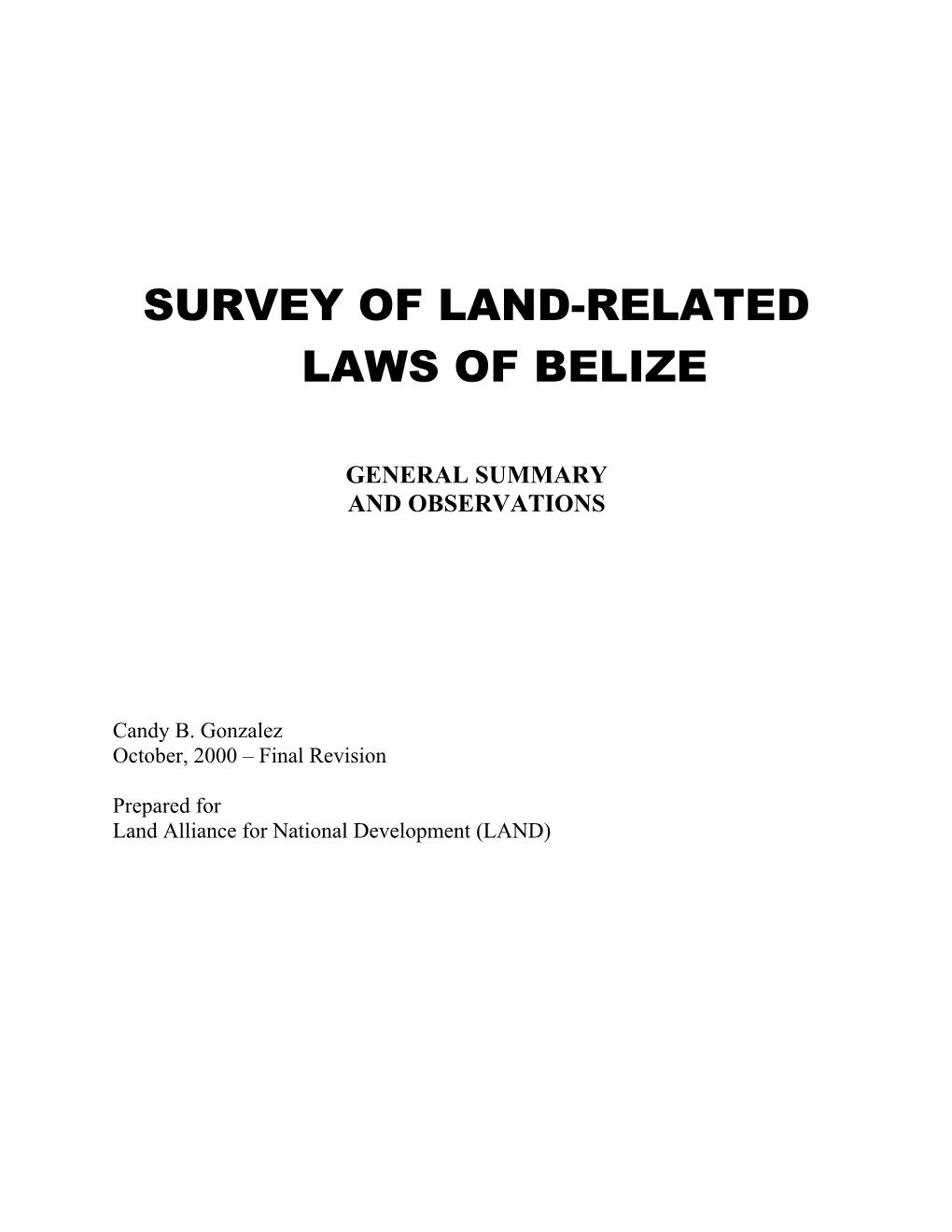 Survey of Land-Related Laws of Belize
