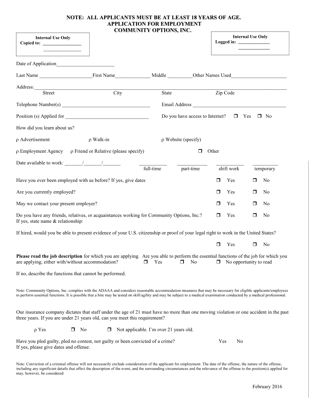 Application for Employment s139